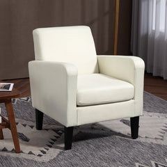 Modern Accent Chair, HOMCOM Single Sofa Occasional Chair with Rubber Wood Legs for Living Room, Bedroom, Cream White | Aosom UK