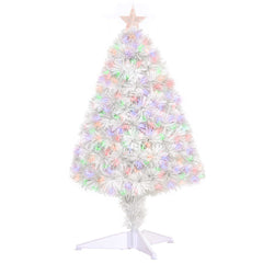 Kozy 2.5FT Prelit Artificial Tabletop Christmas Tree with Fibre Optics Holiday Home Xmas Decoration for Table and Desk, White