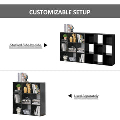 Kozy 3-tier 9 Cubes Storage Unit Particle Board Cupboard Bookcase Organiser Home Office Shelves, Black