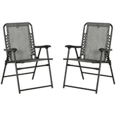 Kozy 2 Pieces Foldable Chair Set, Outdoor Portable Loungers for Camping Pool Beach Deck, Lawn Chairs with Armrest Steel Frame, Grey