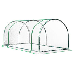 Outsunny Transparent Grow House: Steel-Framed Tunnel Greenhouse with PE Cover, 200 x 100 x 80 cm | Aosom UK