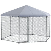 PawHut 4 x 3.5 x 2.6m Chicken Coop for 10-15 Chickens, Hens, Rabbits, Ducks, Outdoor Garden Chicken Run