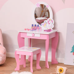 Kozy Kids Dressing Table with Mirror, Stool, Pink