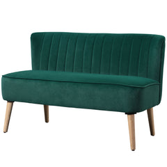 Kozy - Modern Velvet Double Seat Sofa w/ Wood Frame Foam Padding High Back Soft Comfortable Compact Couch Green