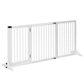 Kozy Wooden Dog Gate, Dog Fence Indoor, Freestanding Dog Barrier, Adjustable Lockable Fence with 3 Panels, 71H x 113-166W cm, White