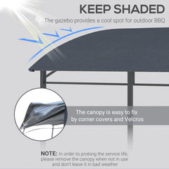 Kozy 2.2 x 1.5 m BBQ Grill Gazebo Tent, Garden Grill with Metal Frame, Curved Canopy and 10 Hooks, Outdoor Sun Shade, Grey