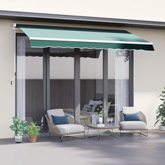 Outsunny Manual Retractable Garden Patio Awning, Sun Shade Shelter with Winding Handle, 2.5m x 2m, Green | Aosom UK