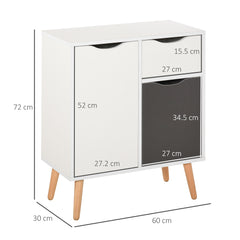 Kozy Sideboard Floor Cabinet Storage Cupboard with Drawer and Solid Wood Legs for Bedroom, Living Room, Entryway, Grey