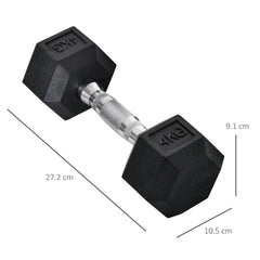 Kozy 2x4kg Rubber Dumbbell Sports Hex Weights Sets Home Gym Fitness Hexagonal Dumbbells Kit Weight Lifting Exercise