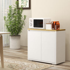HOMCOM Stylish Storage: Kitchen Sideboard Cabinet with Double Doors & Adjustable Shelf, White Entryway Elegance | Aosom UK