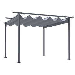 Kozy 3.5 Sliding Pergola Canopy Metal Pergola Retractable Canopy for Garden Shade, Grey