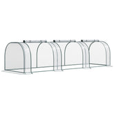 Outsunny Portable Small Greenhouse, Steel Frame w/ Zipper Doors, PVC Tunnel Greenhouse Plant Grow House, 350L x 100W x 80H cm | Aosom UK
