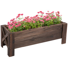 Kozy 58L Garden Raised Bed Planter Grow Containers for Outdoor Patio Plant Flower Vegetable Pot Fir Wood, 100 x 36.5 x 36 cm, Carbonized Colour