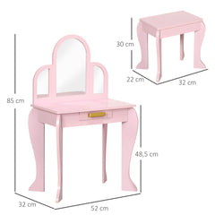 Kozy Kids Dressing Table Set, with Mirror and Drawer - Pink