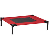 PawHut Elevated Dog Bed, Portable Camping Pet Cot with Metal Frame, for Medium Dogs, Black and Red | Aosom UK
