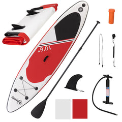 Kozy Inflatable Stand Up Paddle Board, 10' x 30" x 6", Non-Slip SUP, with ISUP Accessories, Hand Pump, 3 Fins, Adj Paddle for Youth Adult Beginners/Experts - White
