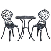Kozy 3 Pcs Aluminium Bistro Set Garden Furniture Dining Table Chairs Antique Outdoor Seat Patio Seater Black