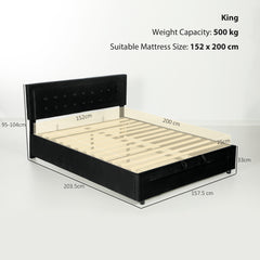 Kozy - King Size Ottoman Bed Frame, with Front Drawer - Black
