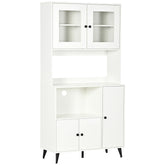 Kozy Freestanding Kitchen Cupboard, Modern Kitchen Storage Cabinet with Doors and Adjustable Shelves, 180cm, White