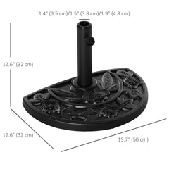 Kozy 9kg Cement Concrete Half Round Parasol Base Umbrella Stand Garden Outdoor Accessories - Adjustable Coupler Suitable Umbrella Rod: 3.5cm, 3.8cm, 4.8cm