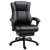 Kozy Executive Office Chair for Home, PU Leather Computer Chair, Swivel Desk Chair with Footrest, Wheels, Adjustable Height, Black