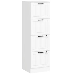 Kozy 4 Drawer Filing Cabinet with Lock, Office Storage Cabinet with Adjustable Hanging Bars for A4 Letter Size Files, White