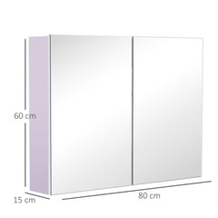 Kozy 80 x 15 cm Double Door Bathroom Mirror Cabinet - White