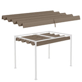 Outsunny Pergola Roof, Retractable Sun Shade Cover for 3 x 2.15m Pergola, UV30+ Protected, Coffee