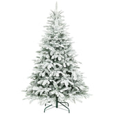 Kozy - 6 ft Artificial Flocked Christmas Tree with 1182 Branches, Hinged Xmas Tree with Foldable Metal Stand, Easy Assembly for Home Office Decor