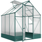 Kozy 6x6 FT Polycarbonate Greenhouse with Base and Raised Bed, Walk-in Greenhouse with Aluminium Frame, Temperature Controlled Window, Foundation for Plants, Flowers, Vegetable