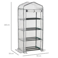 Kozy 4 Tiers Mini Portable Greenhouse Compact Plant Grow Shed Metal Frame PE Cover 160H x 70L x 50Wcm