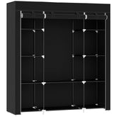 Kozy Portable Wardrobe, Foldable Fabric Wardrobe, 150 x 43 x 162.5cm, Clothes Storage Organiser with Hanging Rail, Shelves, Fabric Cover for Bedroom, Black