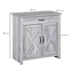 Kozy Farmhouse Barn Door Sideboard Storage Cabinet Coffee Bar for LIVING Room – Grey Grain