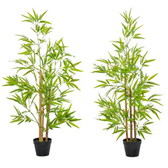 Outsunny Artificial Bamboo Trees, Set of 2, Decorative Plant with Nursery Pot, for Indoor Outdoor Use, 120cm | Aosom UK