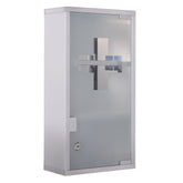 Kozy Stainless Steel wall mounted Medicine Cabinet with 2 Shelves + Security Glass Door Lockable 48 cm(H)