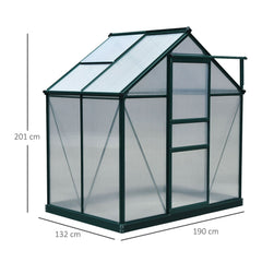 Outsunny Clear Polycarbonate Greenhouse Large Walk-In Green House Garden Plants Grow Galvanized Base Aluminium w/ Slide Door (6ft x 4ft) | Aosom UK