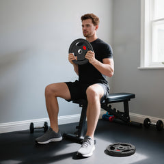 Kozy Olympic Weight Plates, 2"/5cm Weight Disc Pair with Tri-Grips, 2 x 15kg Dumbbell Plates for Weightlifting and Strength Training Home Gym Fitness Workout, Black