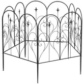 Outsunny Metal Garden Fence Panels, Decorative Outdoor Picket, Heart-shaped Scrollwork, Set of 5, Black | Aosom UK