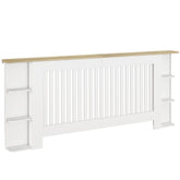 Kozy Radiator Cover with Open Storage Shelves, Vertical Slatted Cabinet Shelf Heater Cover for Living Room, Hallway, Extra Large, White (H: 83 / W: 191 / D: 19 cm)