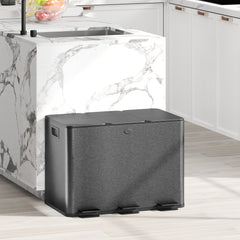 Kozy - 3 x 20L Pedal Bin, Steel Triple Kitchen Bin with Soft Close Lid, Removable Inner Buckets, Fingerprint-Proof, Black