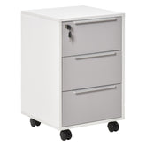 Kozy Three-Drawer Locking Filing Cabinet - Grey/White