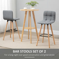 Kozy Breakfast Bar Stool Set of 2 Armless Button-Tufted Counter Height Bar Chairs with Wood Legs & Footrest, Grey