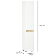 Kozy Tall Bathroom Cabinet with Adjustable Shelves, 5-Tier Modern Freestanding Tallboy with Storage Cabinets, White