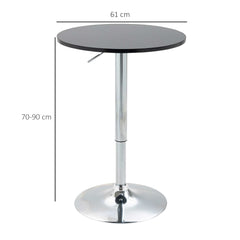 Kozy Round Height Adjustable Bar Table Counter Pub Desk with Metal Base for Home Bar, Dining Room, Kitchen, Black