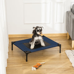 PawHut Elevated Pet Bed, Medium Size, Portable & Raised Cot for Dogs, Cats, Ideal for Camping, Blue | Aosom UK