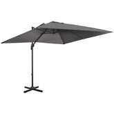 Outsunny Waterproof 2.7 x 2.7 m Cantilever Parasol, Square Overhanging Umbrella with Cross Base, Crank Handle, Tilt, 360° Rotation | Aosom UK