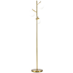 Kozy - 3-Light Tree Floor Lamps for Living Room, Modern Standing Lamp for Bedroom with Globe Lampshade, 3000K/4000K/6000K Colour Temperatures, Steel Base, Gold Tone