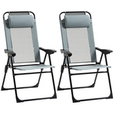 Kozy Set of 2 Portable Folding Recliner Outdoor Patio Adjustable Backrest, Grey