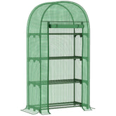 Kozy 4 Tier Mini Greenhouse for Outdoor, Portable Gardening Plant Green House with Storage Shelf, Roll-Up Zipped Door, Metal Frame and PE Cover, 80 x 49 x 160cm, Green