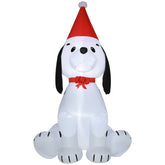 Kozy 6ft Inflatable Christmas Puppy Dog Wearing Santa Hat Lighted Outdoor Decoration Blow Up Decor for Holiday Indoor